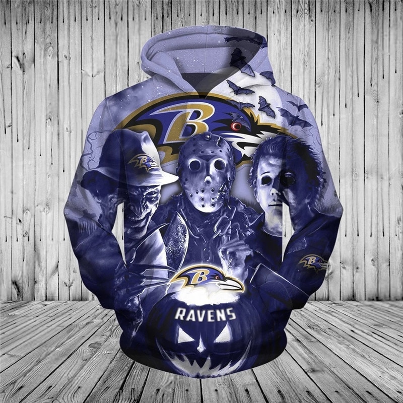 Baltimore Ravens Hoodie 3D Cheap Horror Night Halloween 271221