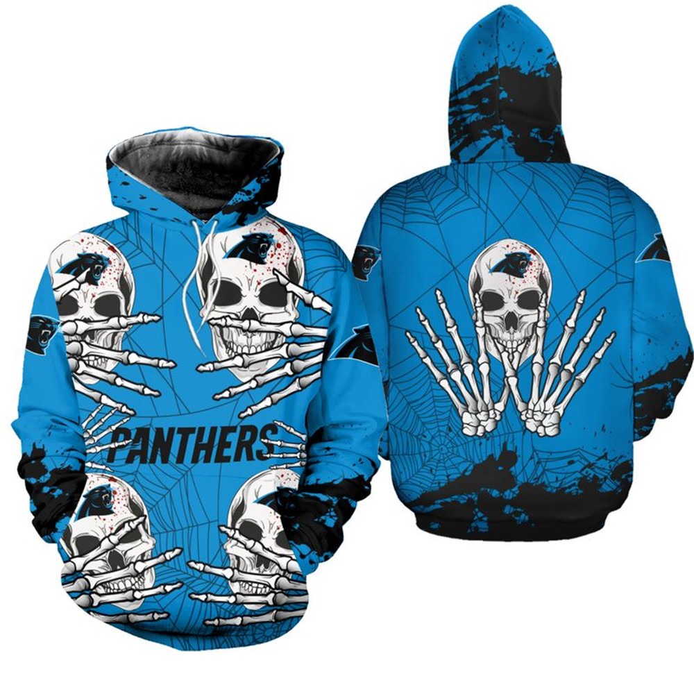 Carolina Panthers Hoodie skull for Halloween graphic