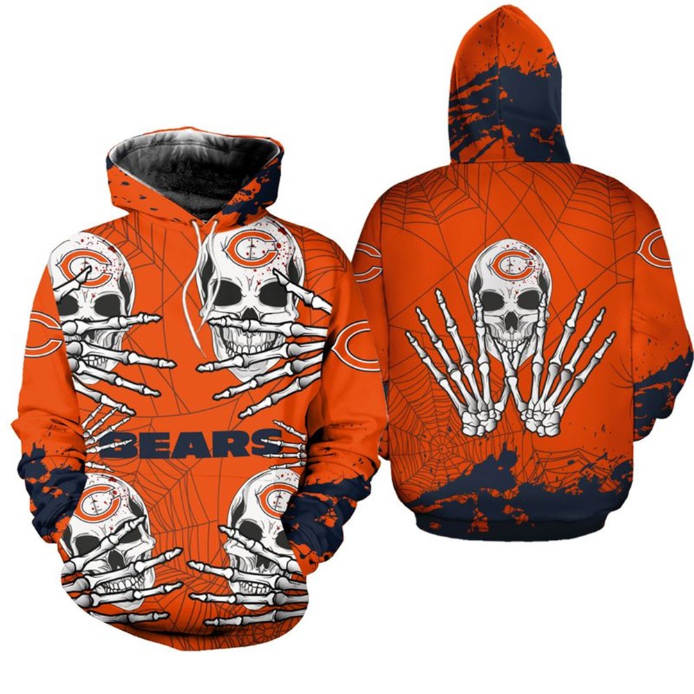 Chicago Bears Hoodie skull for Halloween graphic