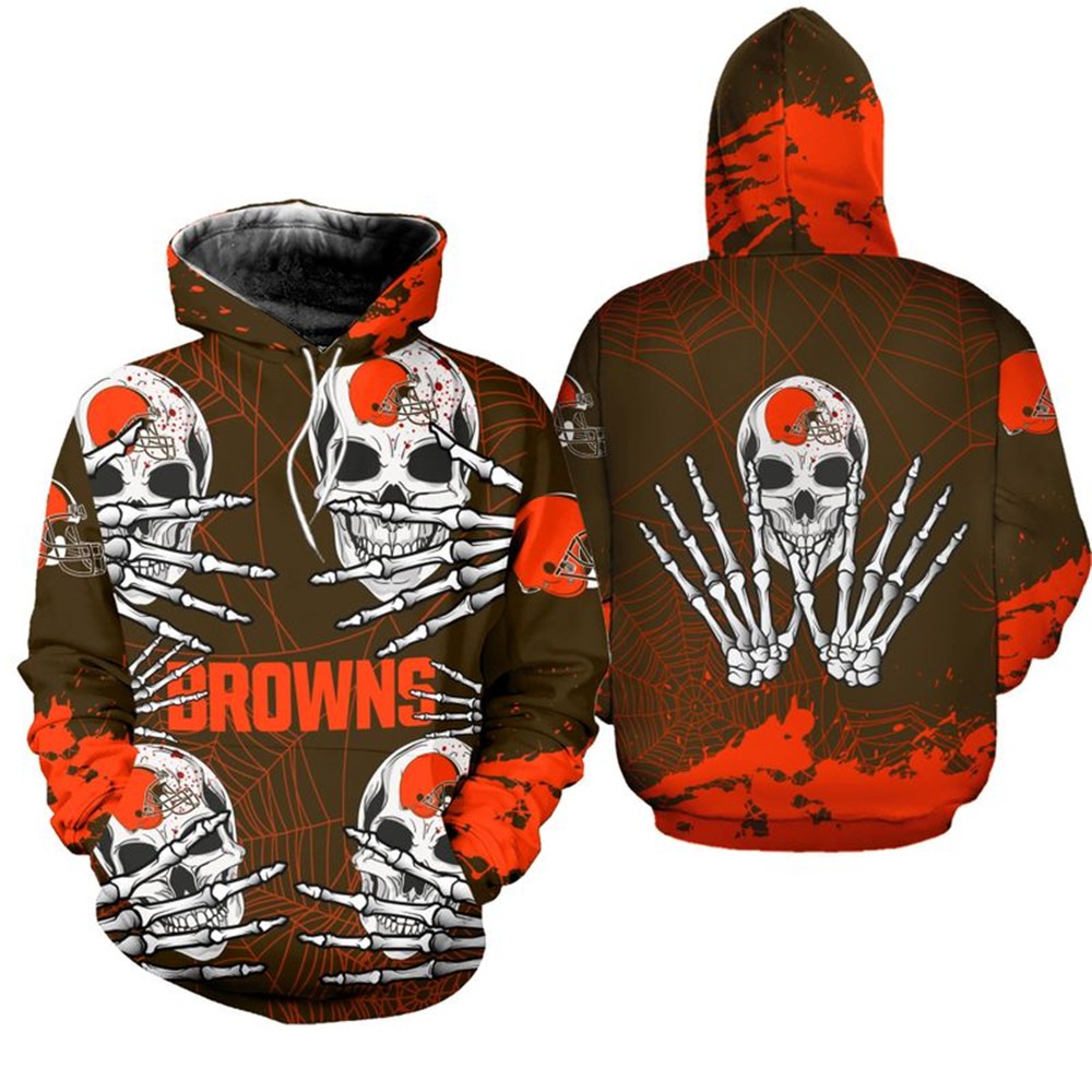 Cleveland Browns Hoodie skull for Halloween graphic 7122
