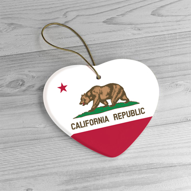 California Flag Christmas Ceramic Ornaments